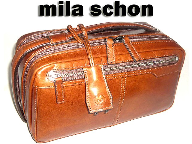 mila schon ミラ・ショ−ン アルテ ダブルファスナーセカンドバッグ ・チョコ・キャメル 196233 ikt02 :196233:河村百貨店  通販 