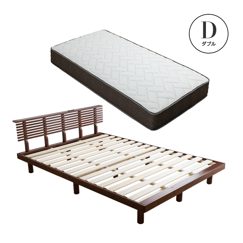 MINT すのこベッド ベッド ダブル マットレス付き ポケットコイル