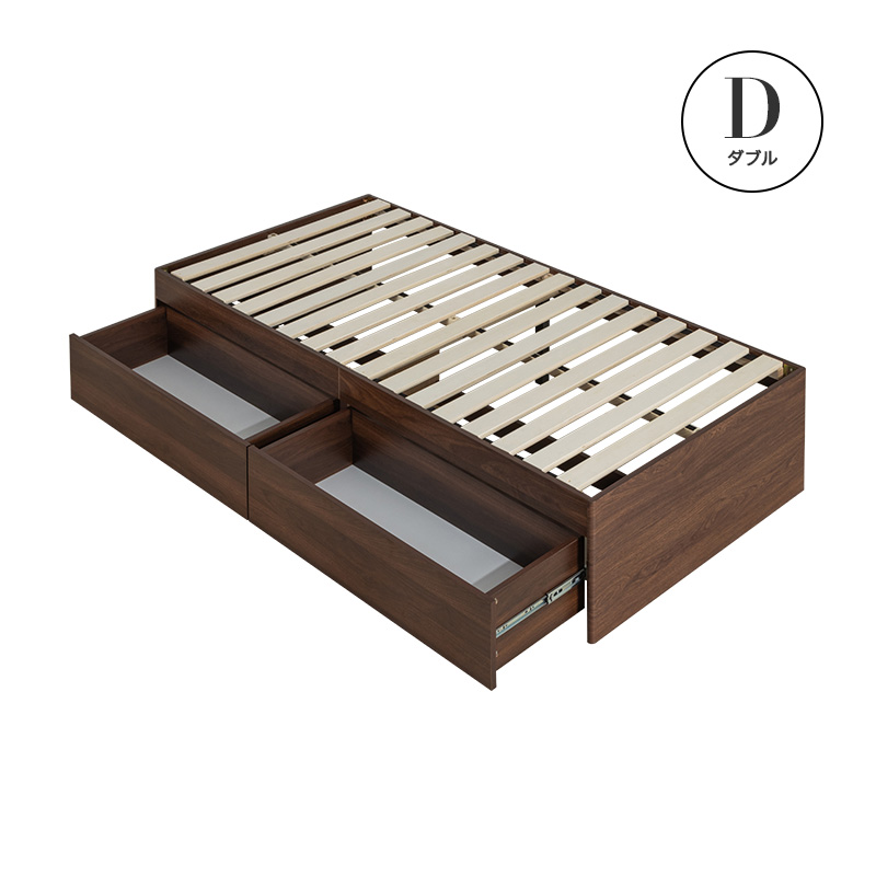 ヘッドレスベッド ダブル 大容量 収納ベッド  チェストベッド 収納付き 引き出し付き 2杯ベッド すのこベッド  容量最大約106L ホワイト ナチュラル | MINT（家具、インテリア） | 03