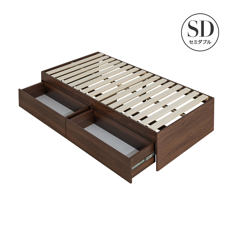 ヘッドレスベッド セミダブル 大容量 収納ベッド  チェストベッド 収納付き 引き出し付き 2杯ベッド すのこベッド  容量最大約106L ホワイト ナチュラル | MINT（家具、インテリア） | 03