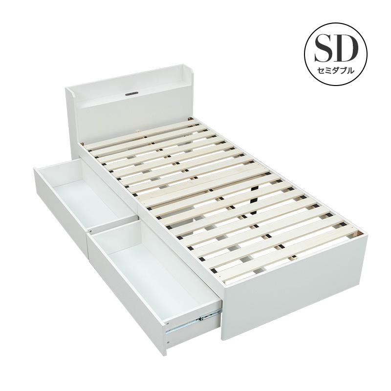 チェストベッド ベッド 収納付き セミダブル 収納ベッド 収納 大容量 引き出し付き 2杯ベッド すのこベッド コンセント付き 宮棚 宮付き 容量約106L | MINT（家具、インテリア） | 04
