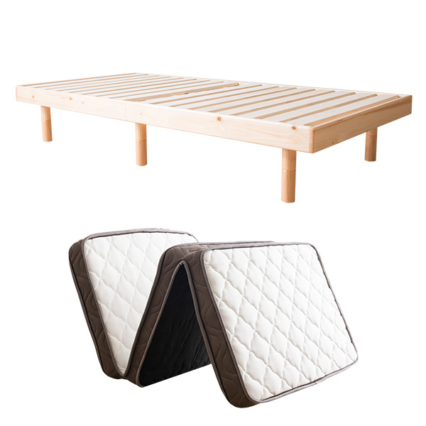 すのこベッド シングル 三つ折り マットレス付きセット マットレス 木製ベッド すのこ｜fi-mint｜02