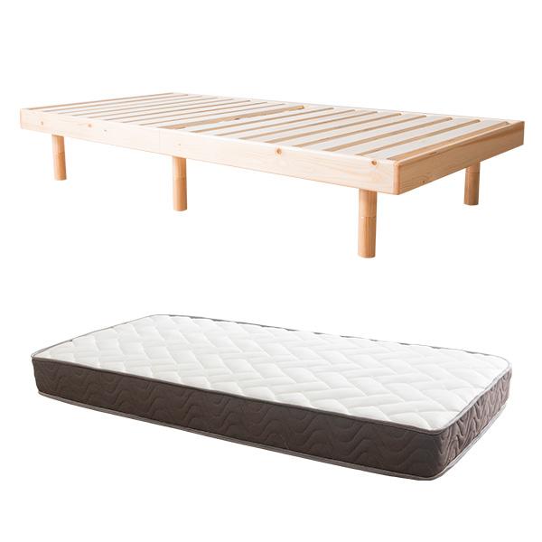 すのこベッド + 高密度ポケットコイルマットレスセット シングルベッド 天然木フレーム 高さ3段階すのこベッド｜fi-mint｜02