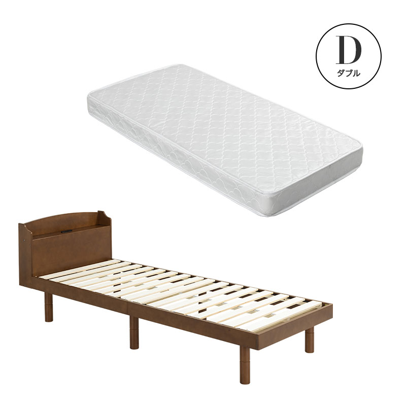 MINT すのこベッド ベッド マットレス セット ダブル 棚 宮棚