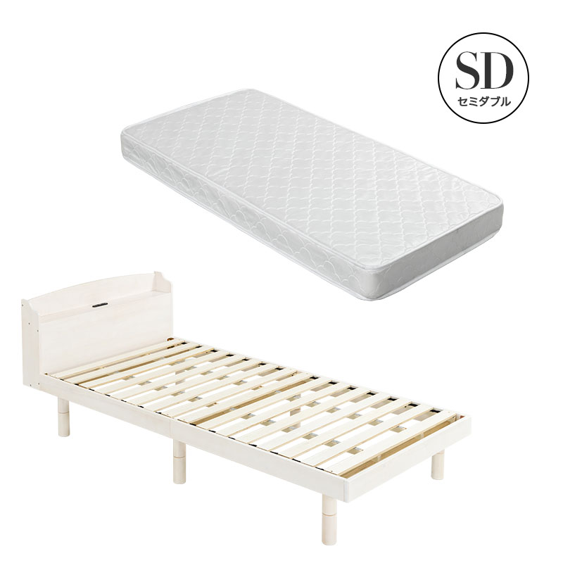 MINT すのこベッド ベッド マットレス セット セミダブル 棚 宮棚