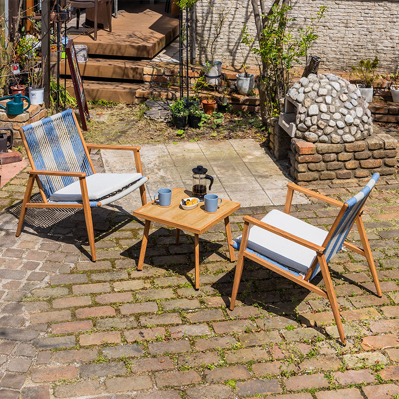 ガーデンセット ガーデンファニチャー 3点セット ロープ 木目柄 マーブル柄 ピンク ブルー アイボリー | MINT（家具、インテリア） | 02