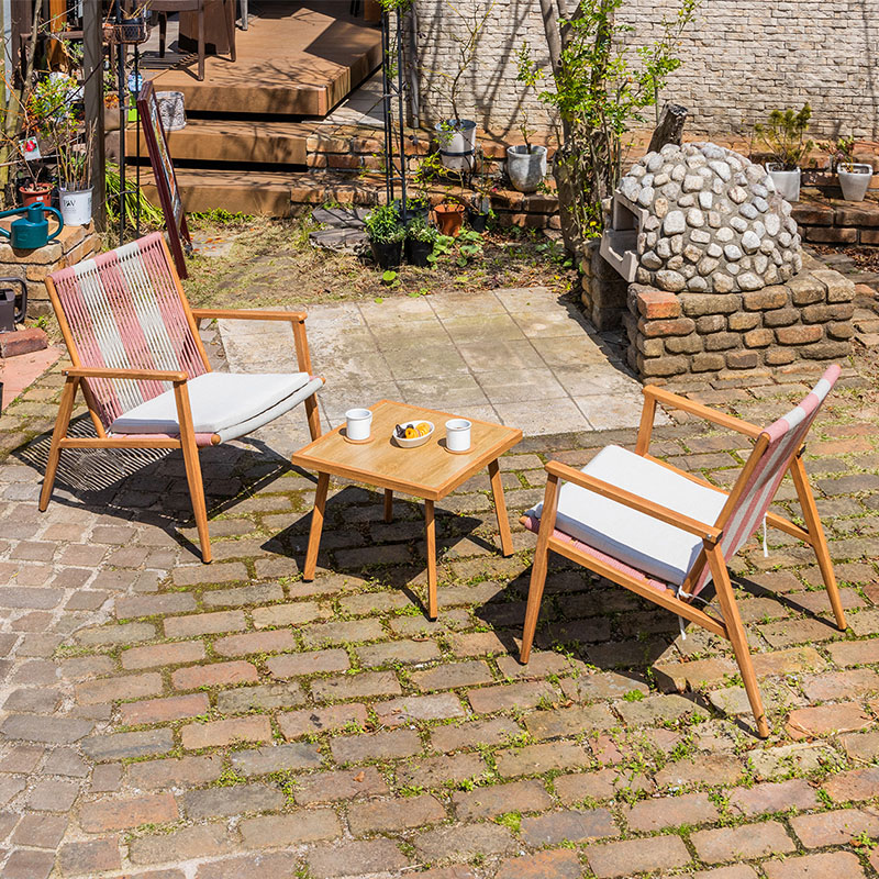 ガーデンセット ガーデンファニチャー 3点セット ロープ 木目柄 マーブル柄 ピンク ブルー アイボリー | MINT（家具、インテリア） | 01