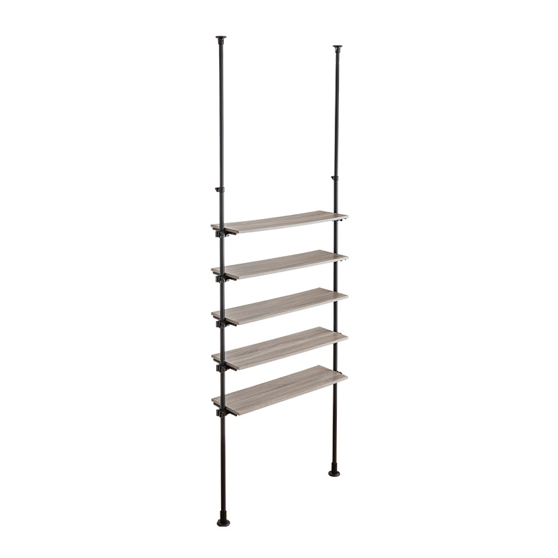 引取限定】つっぱり 薄型 木製 オープンシェルフ 5段 ラック 棚 5段