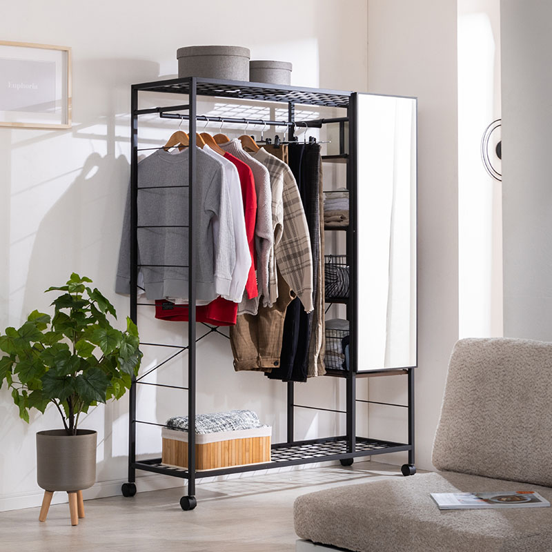 MINT ハンガーラック ミラー付きハンガーラック ミラー キャスター 幅