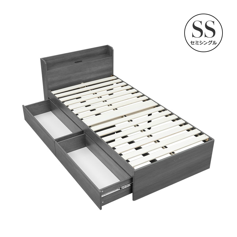 チェストベッド ベッド 収納付き セミシングル 収納ベッド 収納 大容量 引き出し付き 2杯ベッド すのこベッド コンセント付き 宮棚 宮付き 容量約90L | MINT（家具、インテリア） | 02