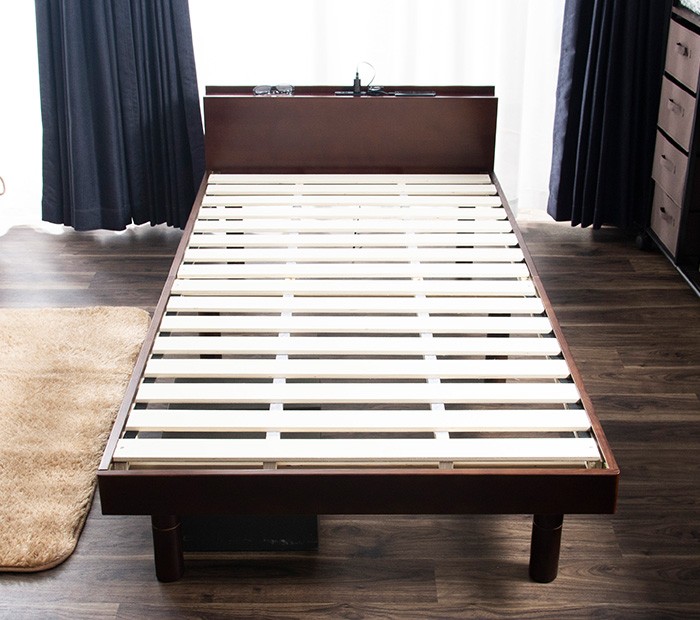 ベッド すのこベッドセミダブルベッド 2口コンセント付き 高さ3段階 