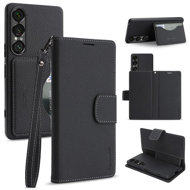 Xperia 1 VII ケース 2in1 手帳型 分離式 RFID ストラップ付き 10