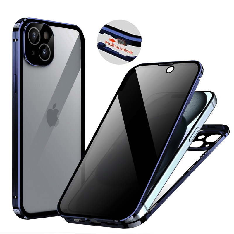 画面覗き見防止 両面ガラス バンパーロック iPhone15