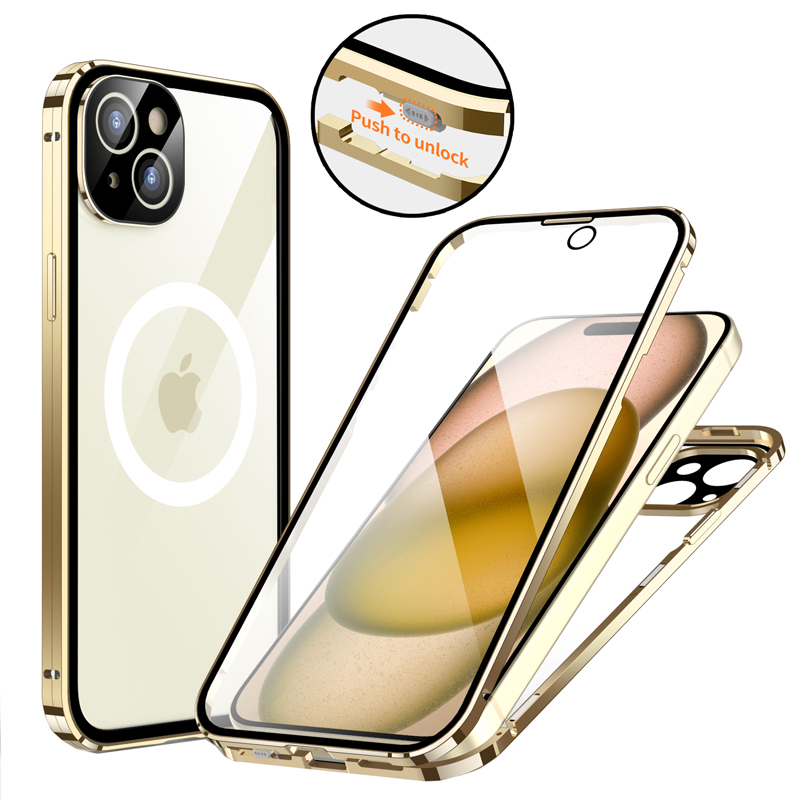 両面ガラス バンパーロック Magsafe対応 iPhone15 iPhone15Plus