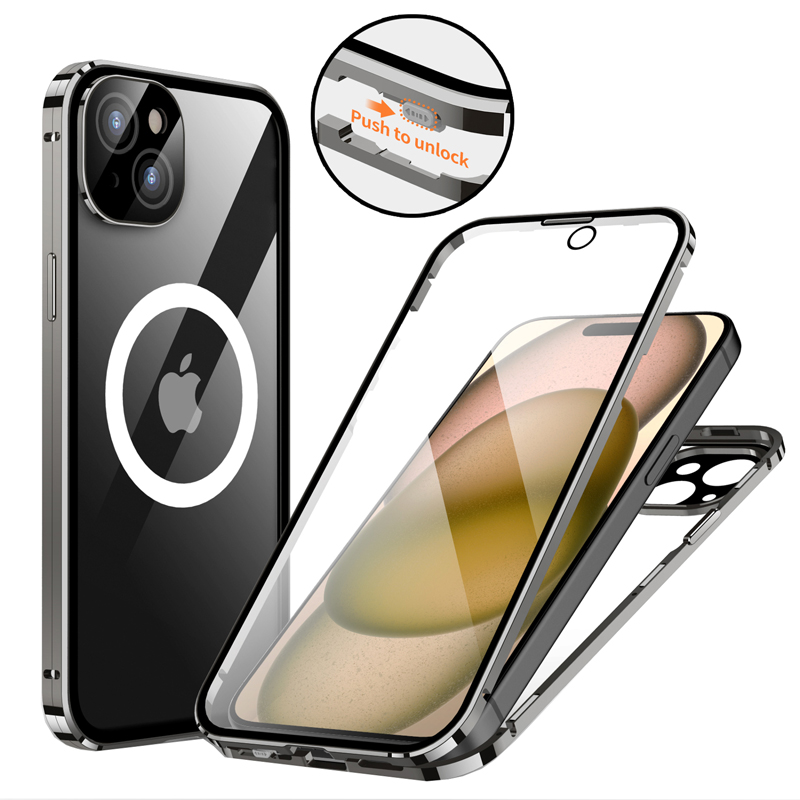 両面ガラス バンパーロック Magsafe対応 iPhone15 iPhone15Plus