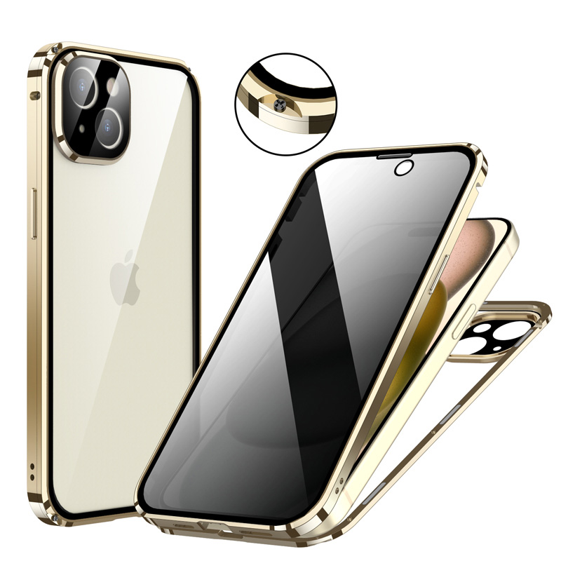 画面覗き見防止 マグネットねじ止め式 両面ガラス iPhone15