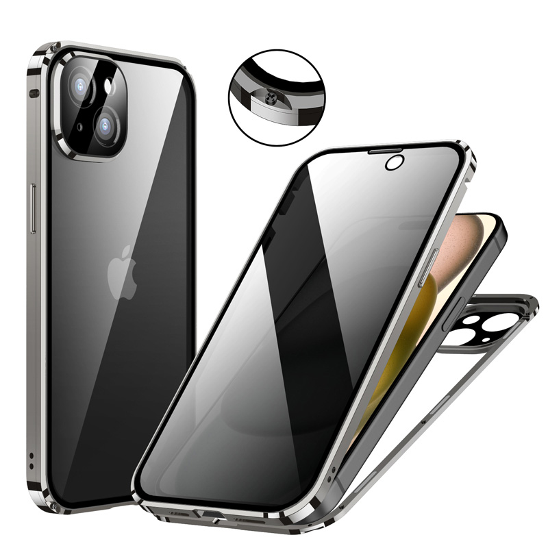 画面覗き見防止 マグネットねじ止め式 両面ガラス iPhone15