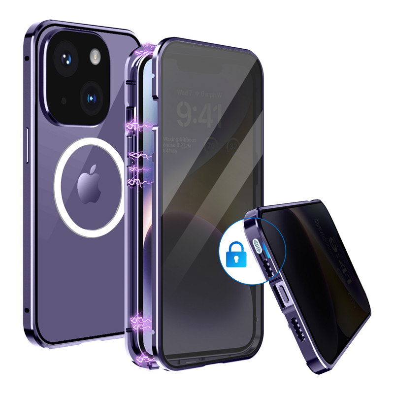 iPhone 14 Plus パープル　128G 未使用に近い 本体とケース iPhone14 ケース 画面覗き見防止 バンパーロック Magsafe対応 iPhone