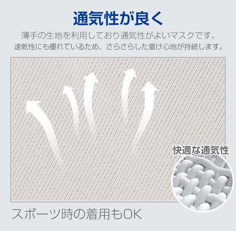 マスク 3枚セット UVカット ひも調整可能 5色展開 男性用 女性用