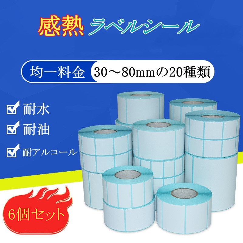 お取り寄せ商品 【6個セット】感熱ロール紙 30-80mm 熱転写 印刷 