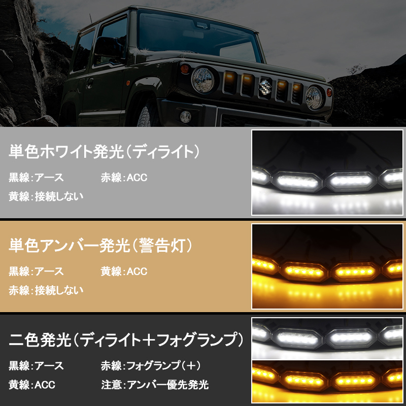 ジムニーJB64/ジムニーシエラJB74W グリル用LEDランプ 標準グリル カスタムグリル 選択可能 グリルマーカー デイライト 取付簡単  視認性アップ 電装 パーツ :fld1187a:FIELD-AG - 通販 - Yahoo!ショッピング