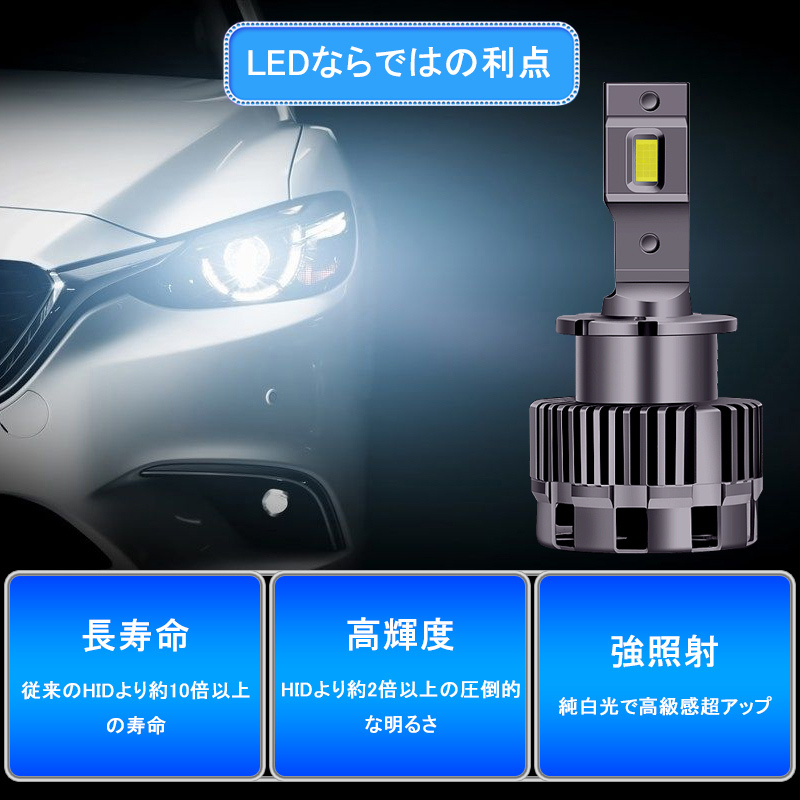 LEDヘッドライト 35W D2/D4純正交換 8600lm ホワイト 6500K ホワイト