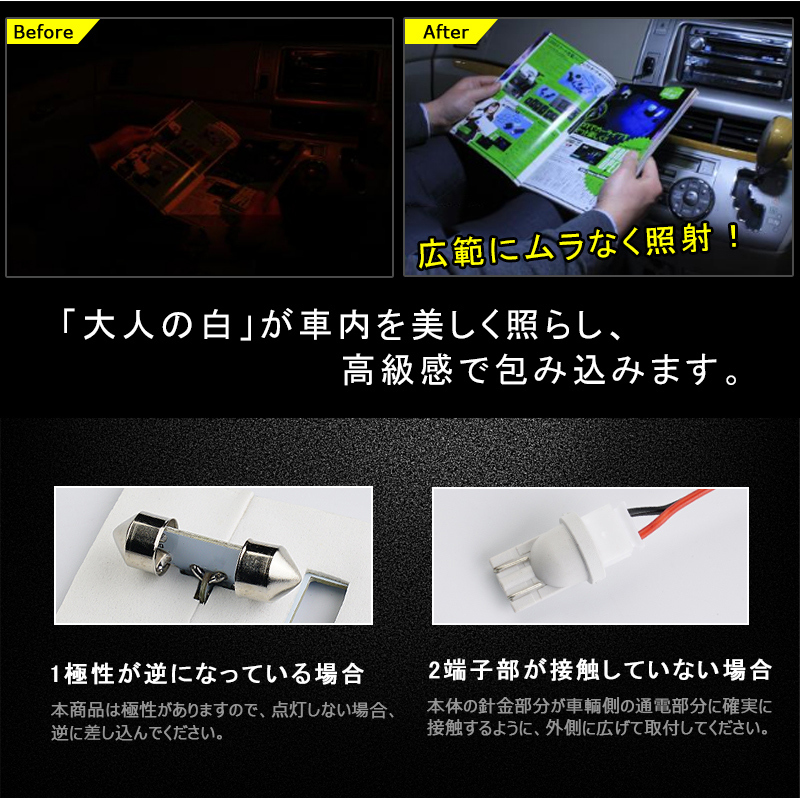 ニッサン 新型ノート E13型 ・オーラ AURA ルームランプ LED 4点セット ホワイト 白 5050チップSMD ドレスアップ カスタム パーツ アクセサリー