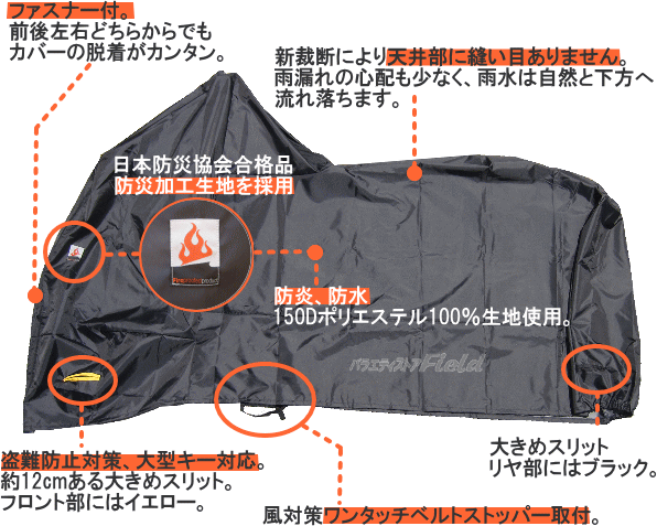 ファスナー付バイクカバー Zi 5L 日本製 Createone BIKE COVER Zi 防水