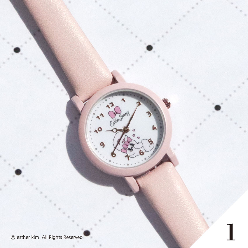 腕時計 レディース キッズ 革ベルト エスターバニー グッズ 1年保証 リボンバニー クリームバニー ラベンダーバニー フィールドワーク かわいい 軽い ウサギ | field work | 01