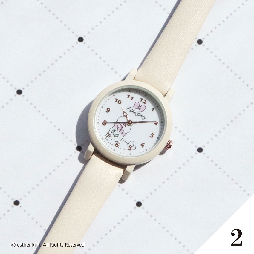 腕時計 レディース キッズ 革ベルト エスターバニー グッズ 1年保証 リボンバニー クリームバニー ラベンダーバニー フィールドワーク かわいい 軽い ウサギ | field work | 02