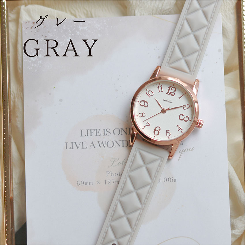 腕時計 レディース シリコンベルト ロキ キルティング風　くすみカラー  見やすい ビジネス  通学 トレンド プレゼント 可愛い プチプラ フィールドワーク | field work | 04