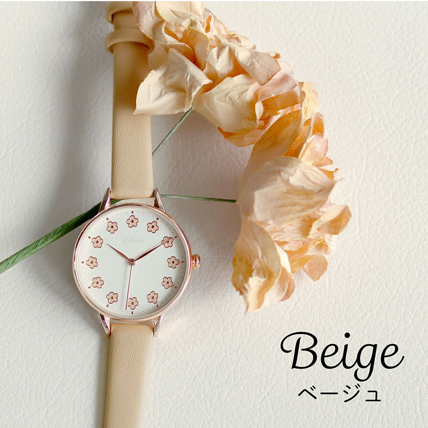 腕時計 レディース 革ベルト メアリー かわいい 花柄 上品 高見え 刻印 通勤 通学 仕事用 ビジネス くすみカラー ニュアンスカラー プチプラ フィールドワーク | field work | 02