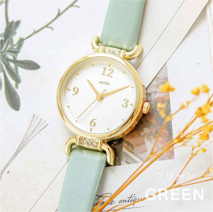 腕時計 レディース 革ベルト ジュエリア ストーン 高みえ 仕事用 通勤 通学 ビジネス 送料無料 小さめ ニュアンスカラー 可愛い 20代 30代 フィールドワーク | field work | 03