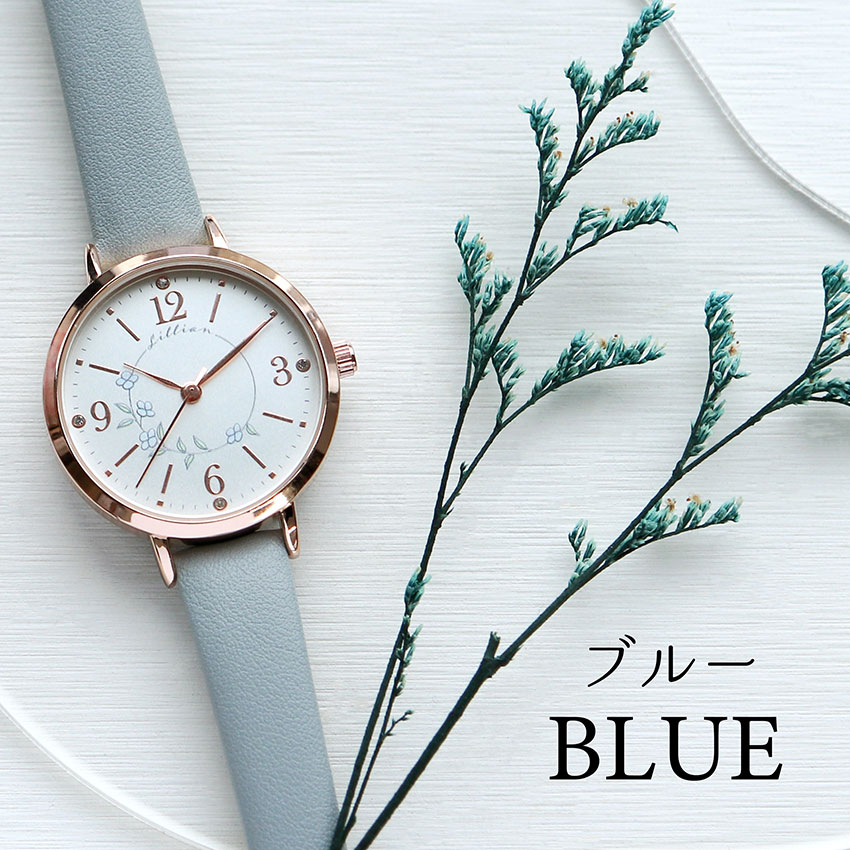 腕時計 レディース 革ベルト ロサム かわいい 花柄 フラワー 上品 高見え 通勤 通学 仕事用 ビジネス ニュアンスカラー ストーン 20代 30代 フィールドワーク | field work | 03