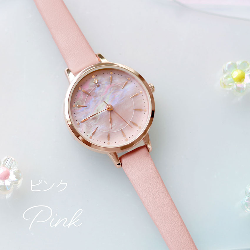 腕時計 レディース シェリス 革ベルト シンプル シェル風 パール風文字盤 かわいい 見やすい 通勤ビジネス 送料無料 小さめ 高見え  プチプラ  フィールドワーク | field work | 03