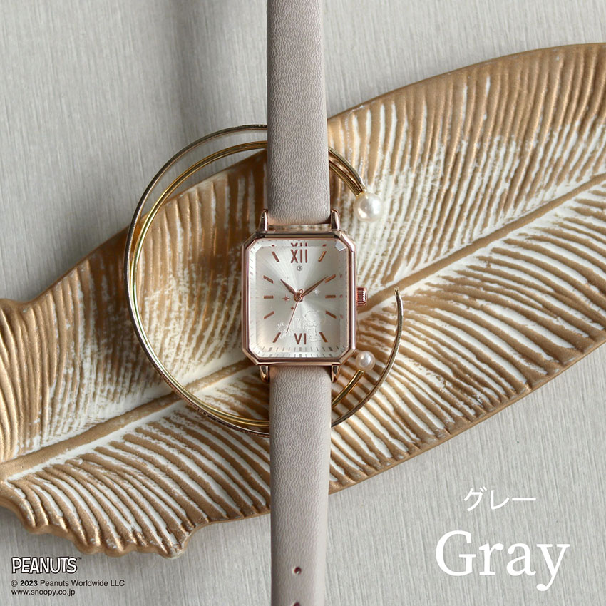腕時計 レディース 革ベルト 長寿命 スヌーピー ピーナッツ クリスマス かわいい スクエア 見やすい 通勤 通学 PEANUTS フィールドワーク  ギフト 日本製ムーブ |  | 01