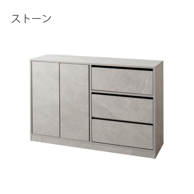 キャビネット 幅100cm 大理石柄 隠しキャスター チェスト 収納 扉付き