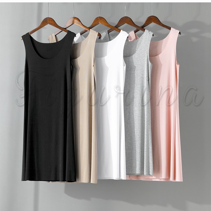 タンクワンピース 送料無料 レディース ノースリーブ 無地 膝丈 膝上 タンクトップ ネグリジェ インナー 大きいサイズ ストレッチ 重ね着 春夏秋 02fwp727 Figurina 通販 Yahoo ショッピング