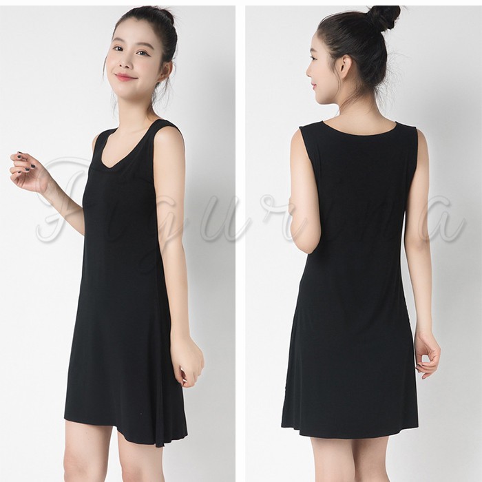 タンクワンピース 送料無料 レディース ノースリーブ 無地 膝丈 膝上 タンクトップ ネグリジェ インナー 大きいサイズ ストレッチ 重ね着 春夏秋 02fwp727 Figurina 通販 Yahoo ショッピング