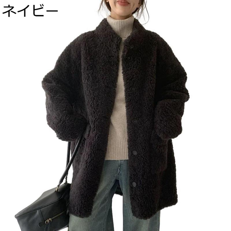 ファーコート ハーフ丈 レディース ウール ファージャケット 皮毛一体