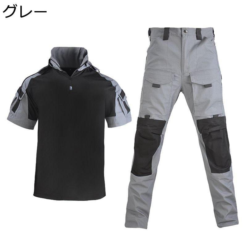 戦闘服 メンズ 半袖tシャツ 2点セット ミリタリーパンツ サバゲー 作業