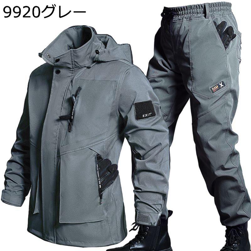 ミリタリージャケット タクティカルパンツ メンズ 上下セット サバゲー 作業服 戦闘服 迷彩柄 撥水 フード付き 無地 速乾 アメカジ_3