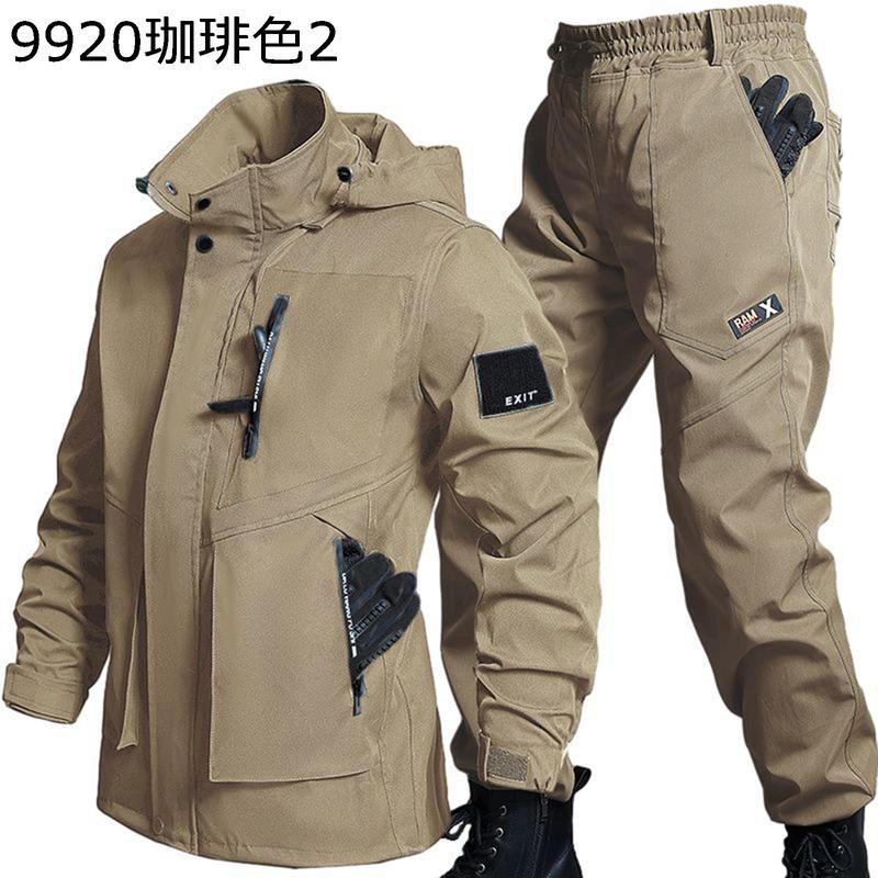 ミリタリージャケット タクティカルパンツ メンズ 上下セット サバゲー 作業服 戦闘服 迷彩柄 撥水 フード付き 無地 速乾 アメカジ_1