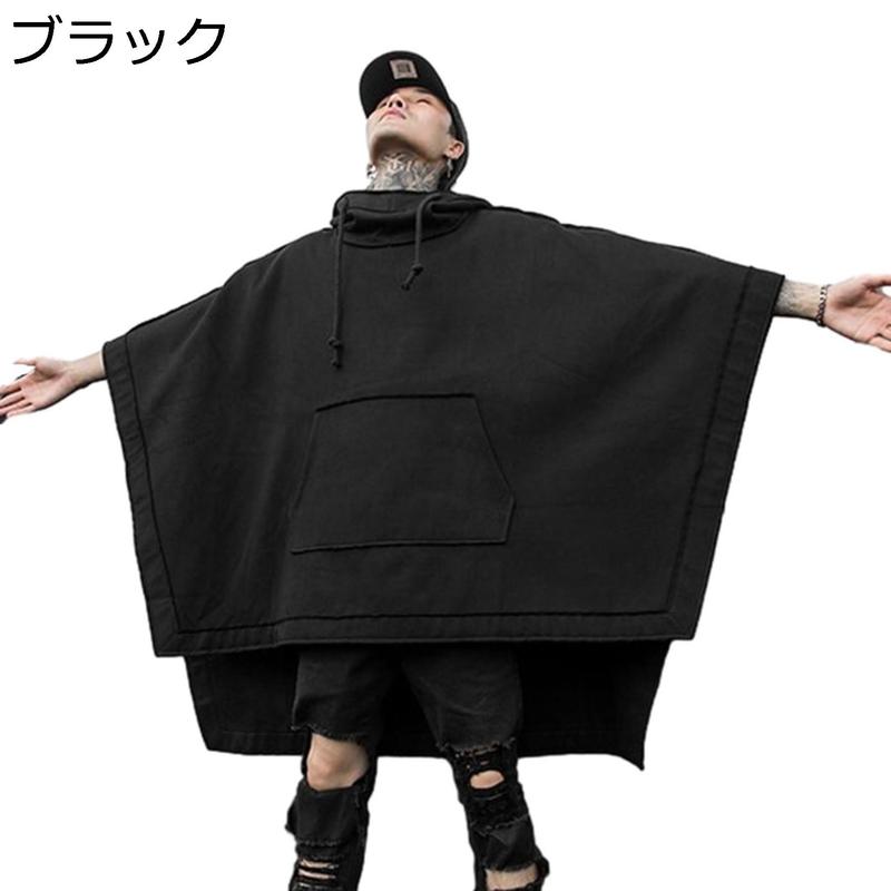 メンズ マント スウェット フード付き 長袖シャツ 暗黒系 原宿 日系