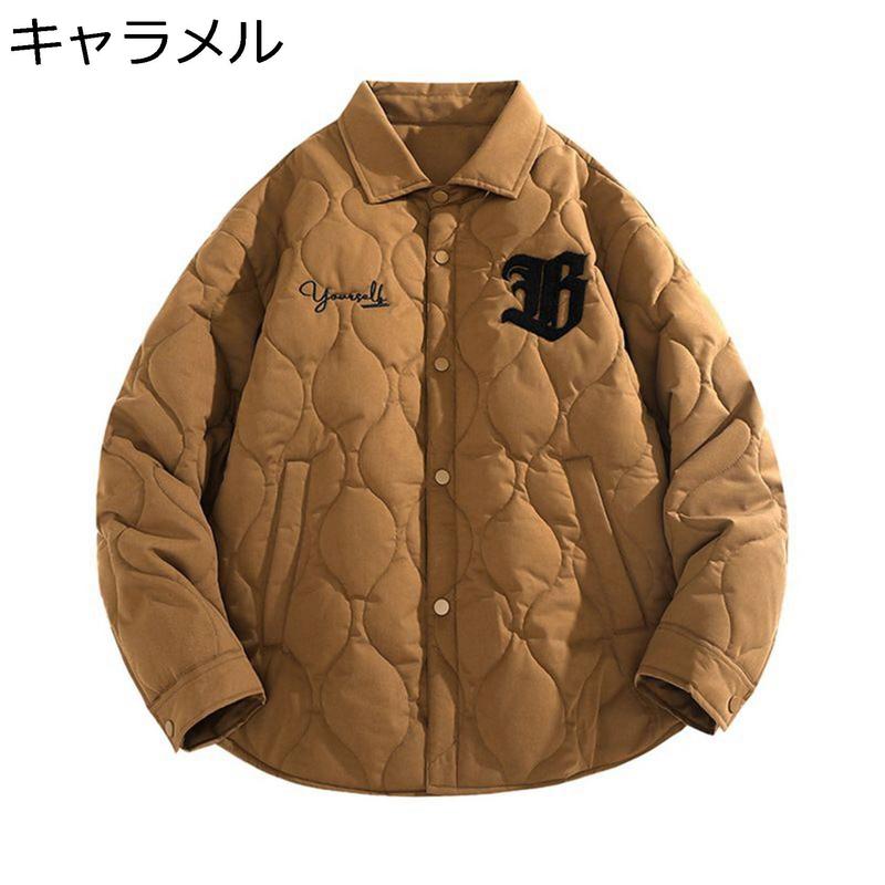 キルティングジャケット 刺繍 中綿 キルトブルゾン メンズ