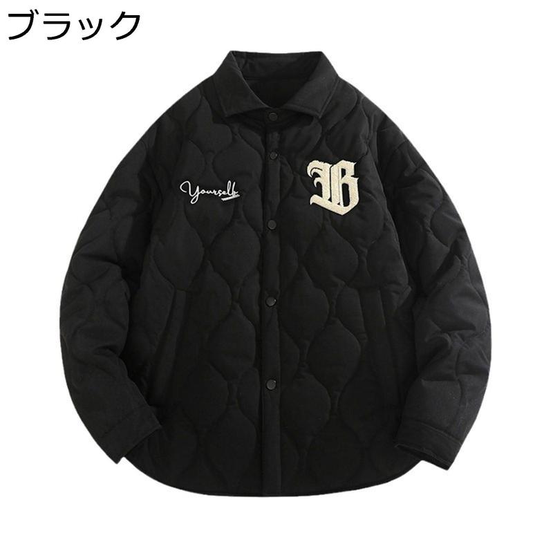 キルティングジャケット 刺繍 中綿 キルトブルゾン メンズ