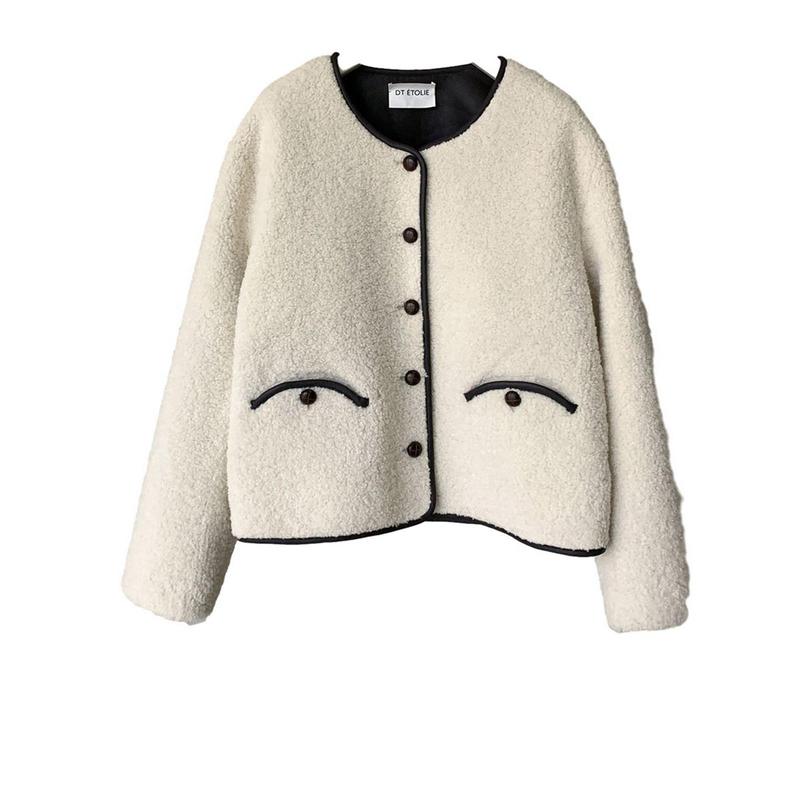 ボアジャケット 毛皮一体 ファーコート レディース フェイクファー