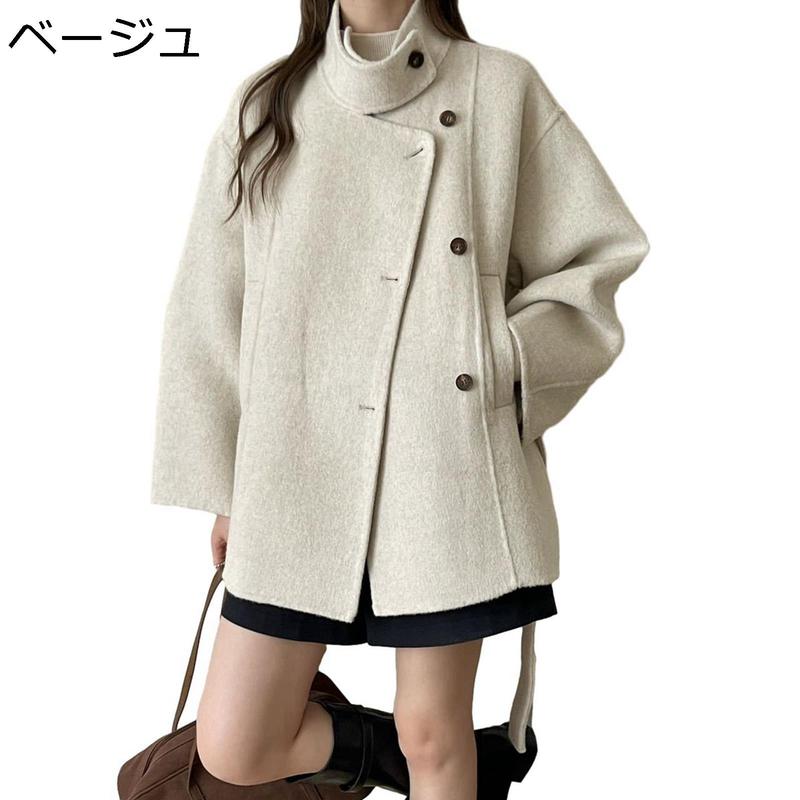 ウールコート アシンメトリー ショート丈 レディースアウター 秋冬着
