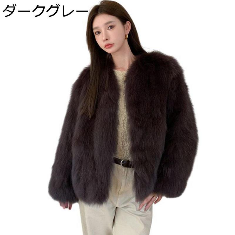 レディース ボアコート フェイクファージャケット ショート丈 厚手 