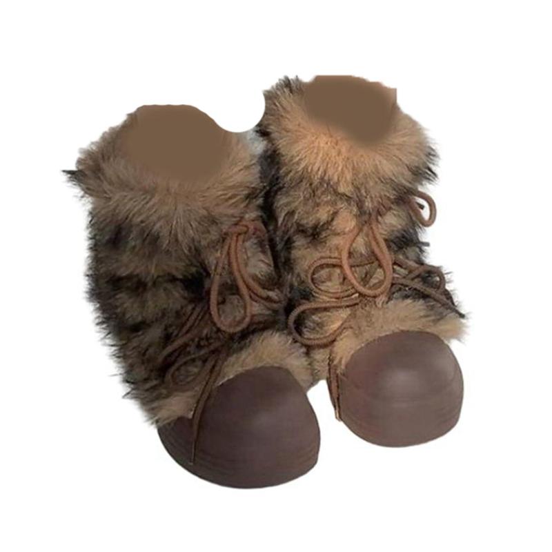 ふわふわフェイクファーブーツ レディース y2k ギャル系ブーツ